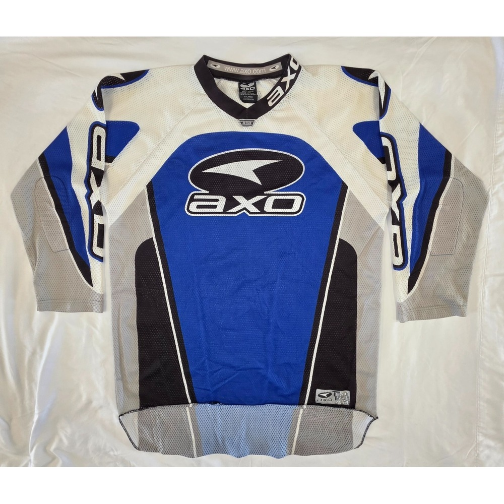 AXO Team Issue Air Motocross Jersey Men's XL Blue White Black MX Racing Y2K